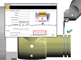 EDGECAM Finish groove cycle and feature finding